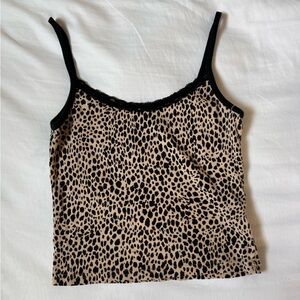 Brandy Melville Tank Top - Lace Trimmed Cheetah Print